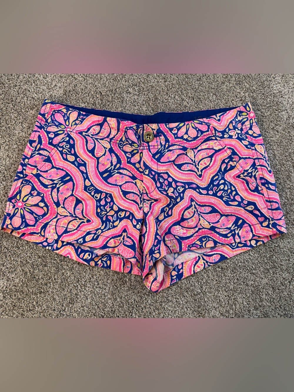 Lilly Pulitzer The Kerrie Shorts Size 10 Navy, Hot Pink & Coral 3” Inseam